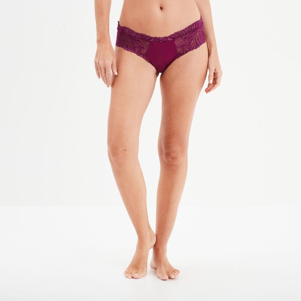 shorty en dentelle fils metallises rouge femme Shorty en dentelle fils métallisés rouge femme