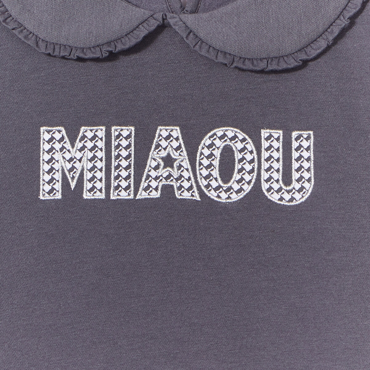 Sweat col claudine volanté droit gris foncé fille