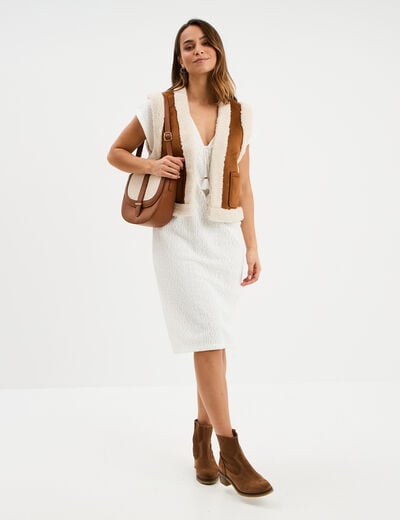 Robe dentelle manches courtes Liberto blanc femme