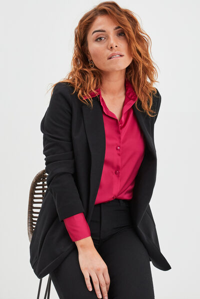 Veste blazer droite noir femme