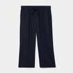 Pantalon large cropped lin m&eacute;lang&eacute; bleu fonc&eacute; femme grande taille