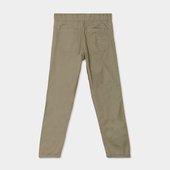 Pantalon regular taille élastiquée coton vert kaki garçon