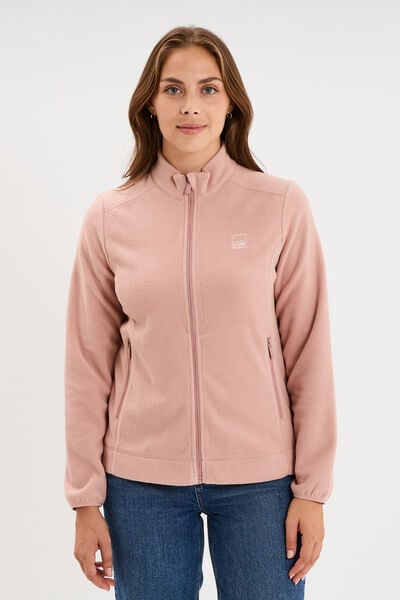 Veste polaire zipp&eacute; manches longues rose poudr&eacute;e femme