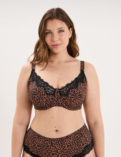 Soutien-gorge corbeille microfibre marron femme grande taille