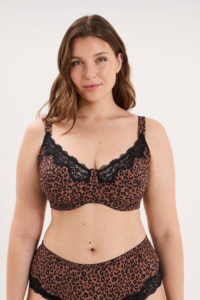 Soutien-gorge corbeille microfibre marron femme grande taille