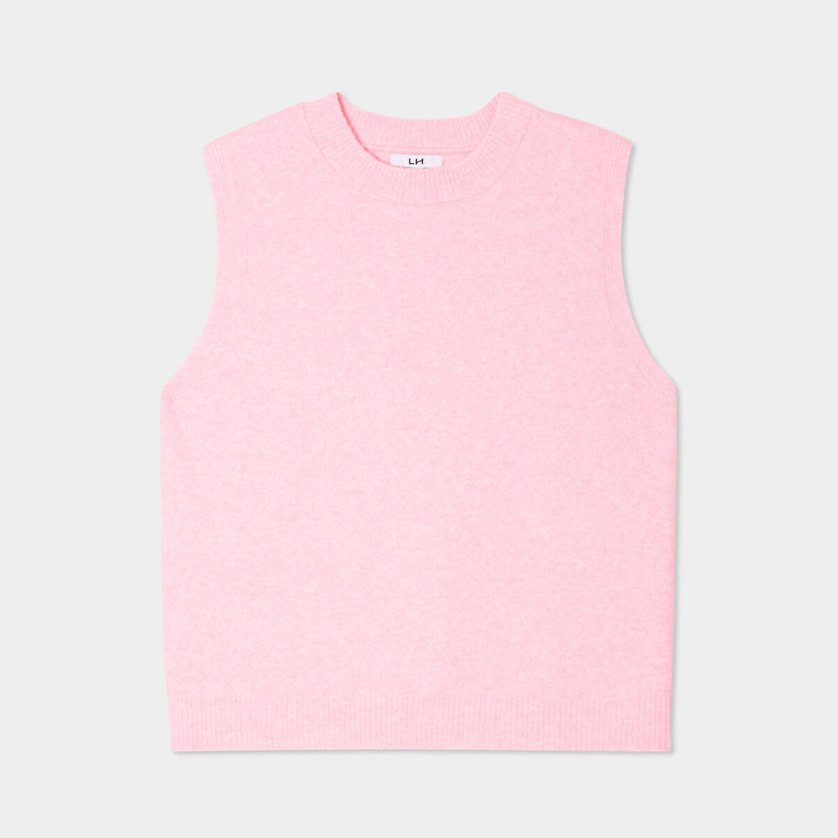 Pull sans manches col rond rose clair femme