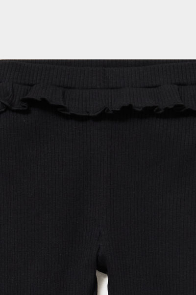 Legging c&ocirc;tel&eacute; &agrave; volants noir b&eacute;b&eacute; fille