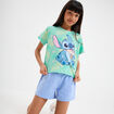 T-shirt cropped manches courtes Stitch multicolore fille