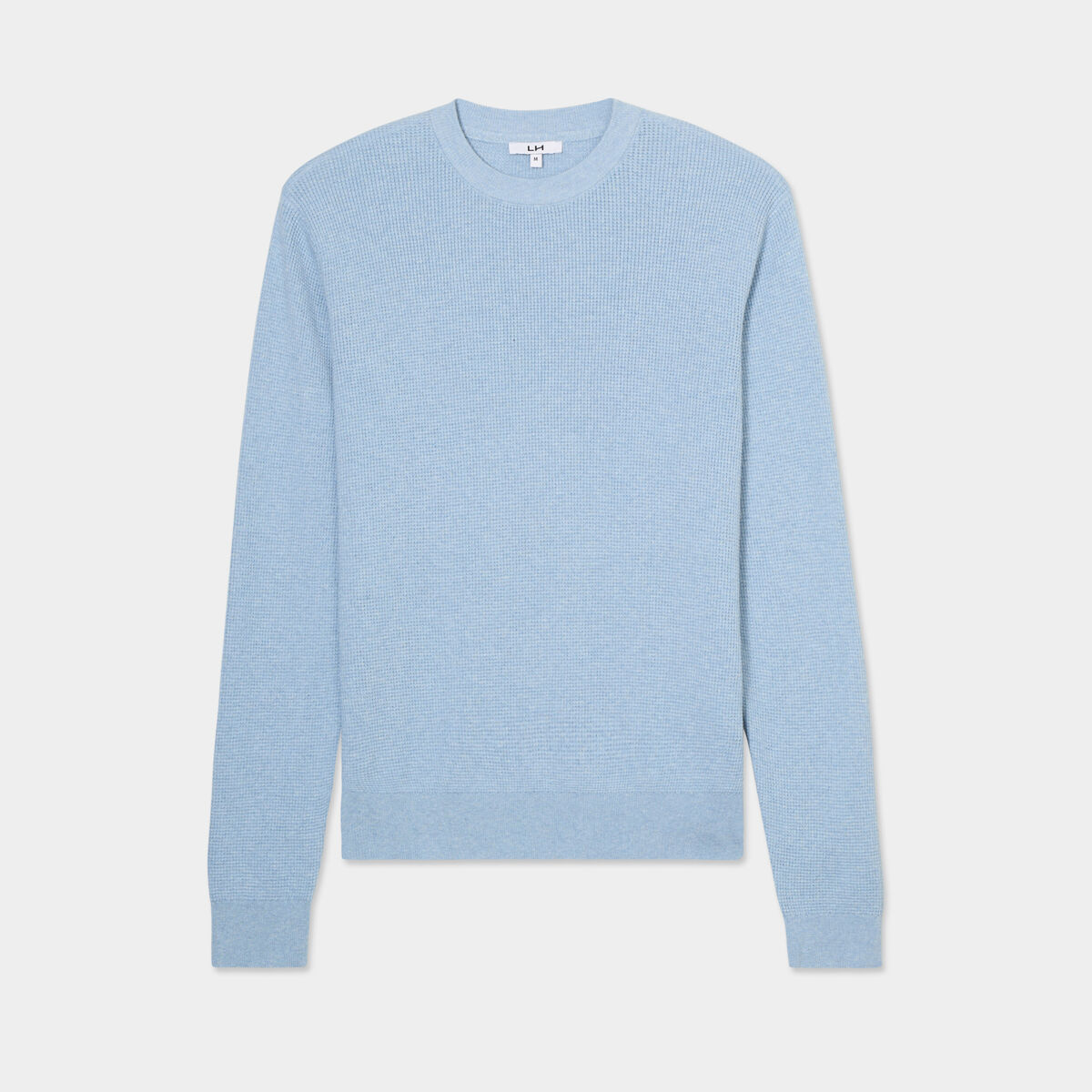 Pull en maille textur&eacute;e col rond bleu ciel homme