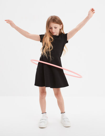 Robe trapèze manches courtes noir fille