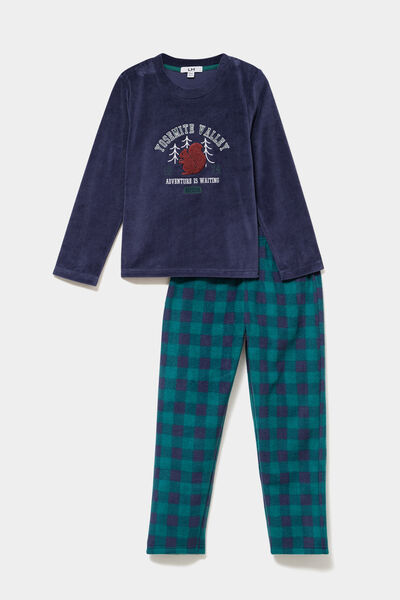 Ensemble pyjama pantalon et t-shirt bleu marine gar&ccedil;on