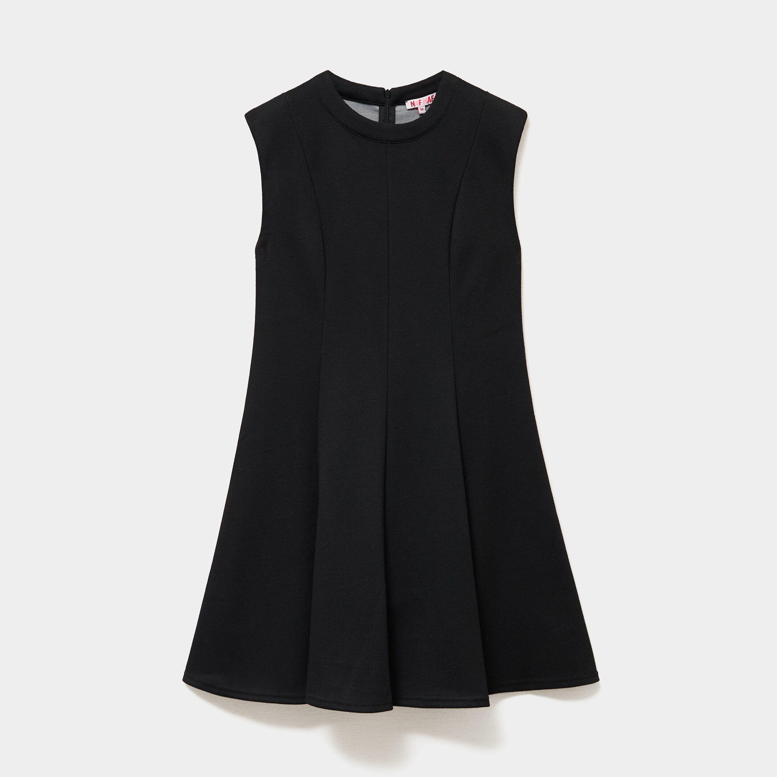 Robe courte trapèze sans manches noir femme