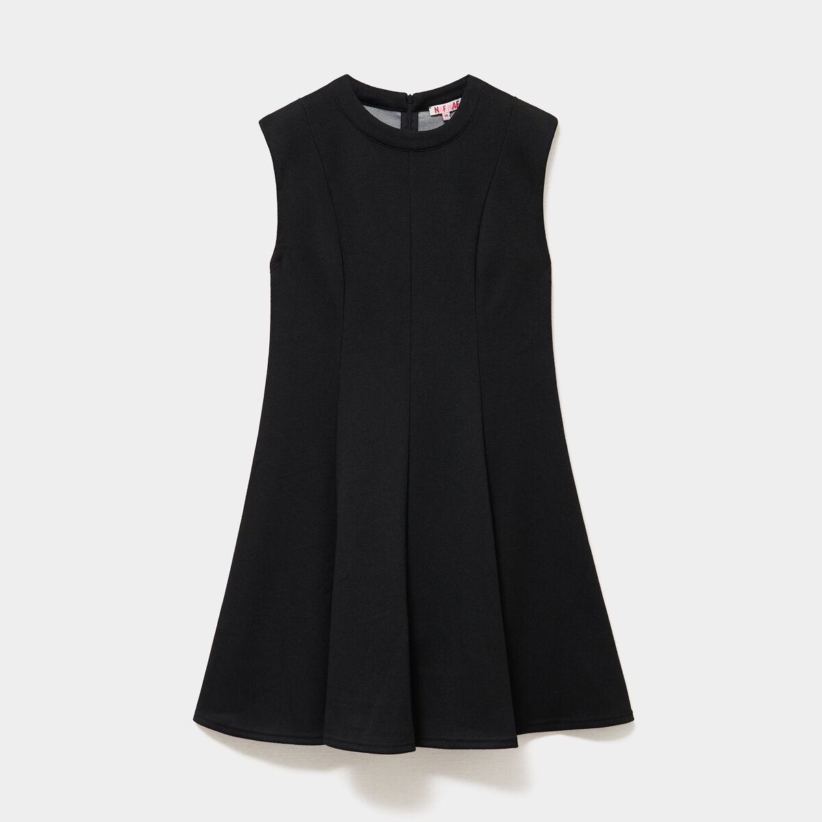 Robe courte trap&egrave;ze sans manches noir femme