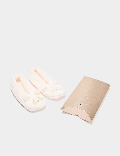 Chaussons ballerines avec étui blanc femme