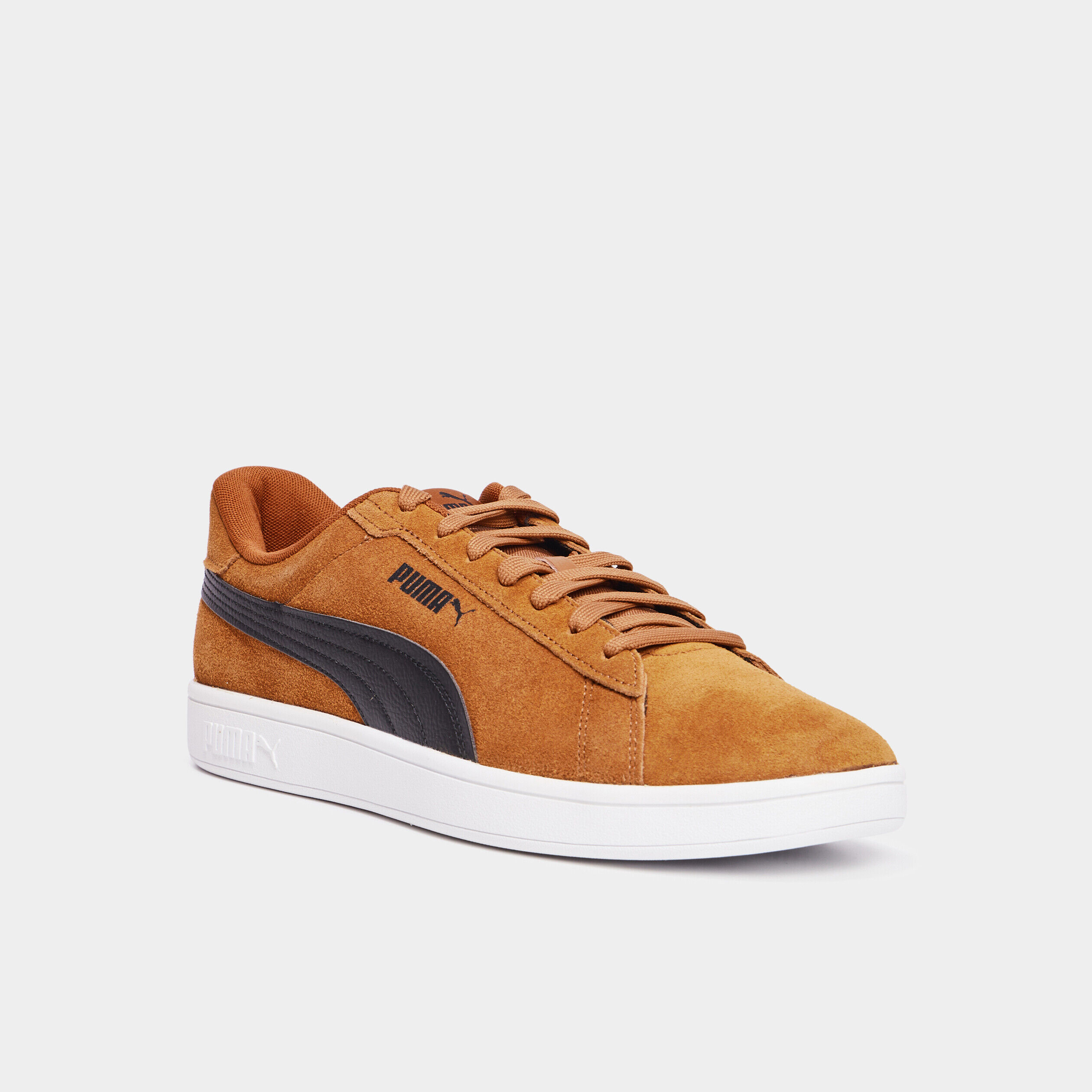 Tennis basses à lacets cuir Puma Smash camel homme