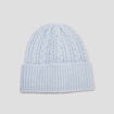Bonnet tricoté torsades bleu ciel femme