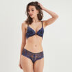 Shorty string en dentelle bleu electrique femme