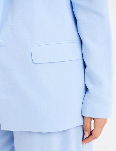 Veste blazer droite bleu ciel femme