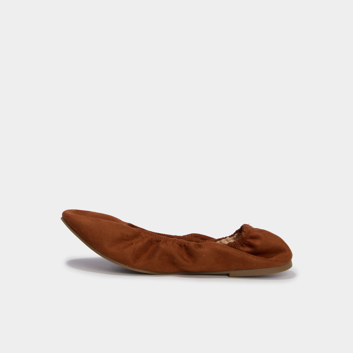 Ballerines &eacute;lastiqu&eacute;es effet su&eacute;dine marron femme