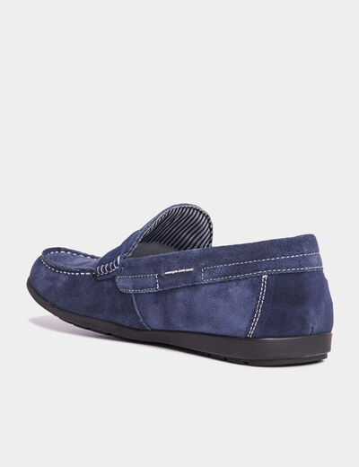 Mocassins en cuir daim bleu homme