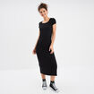 Robe longue droite côtelée Liberto noir femme