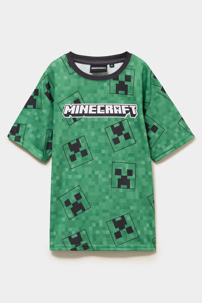T-shirt manches courtes Minecraft vert gar&ccedil;on