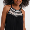 Blouse col effet macramé noir femme