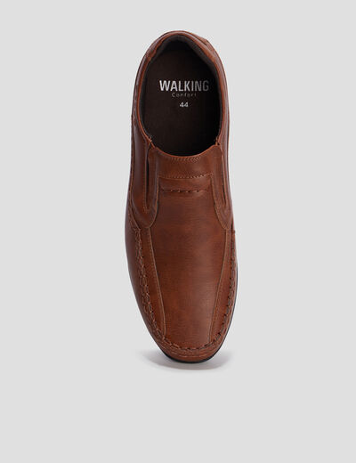 Mocassins confort &agrave; bout carr&eacute; marron homme