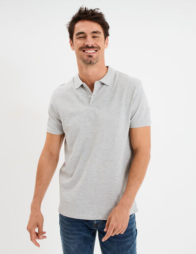 Polo en coton manches courtes gris homme