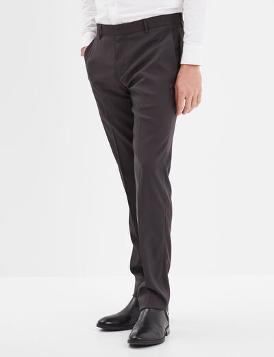Pantalon de costume droit avec pinces gris fonc&eacute; homme