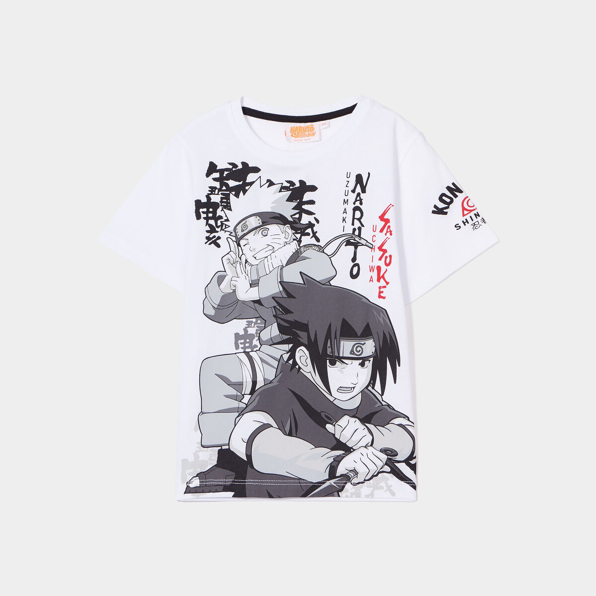 T-shirt manches courtes coton Naruto blanc garçon