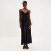 Robe longue buste effet crochet noir femme