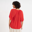 Blouse manches papillons col tunisien rouge femme