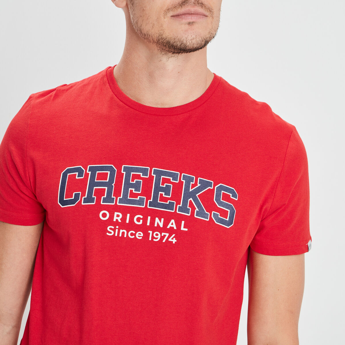 T-shirt manches courtes coton Creeks rouge homme