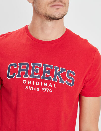 T-shirt manches courtes coton Creeks rouge homme