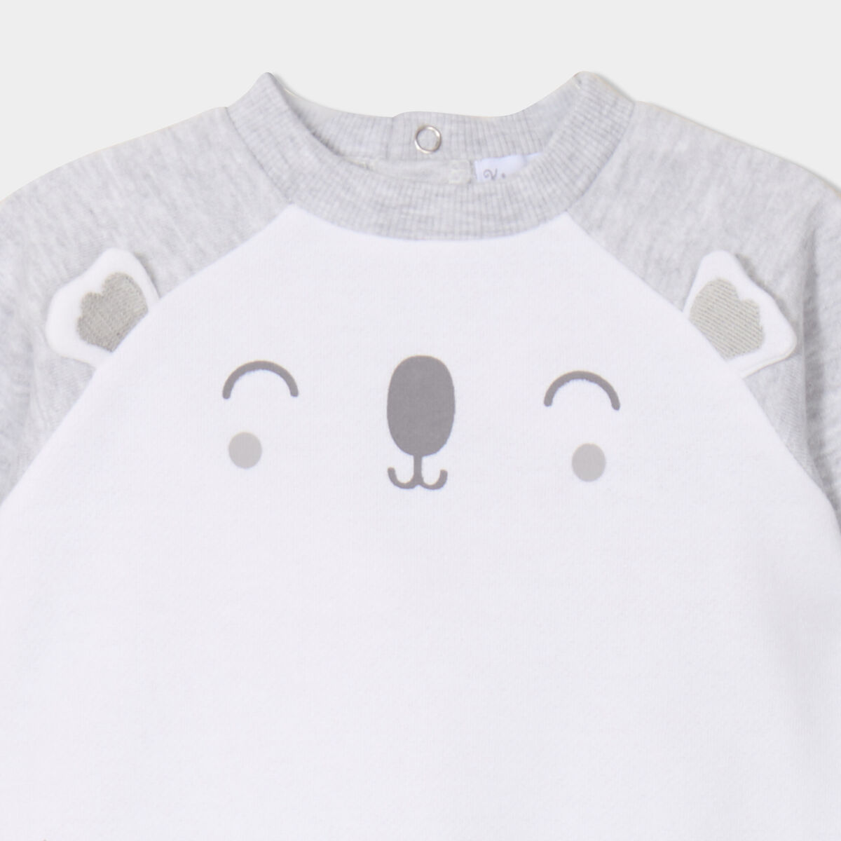 Ensemble 3 pi&egrave;ces avec bonnet coton gris clair b&eacute;b&eacute;