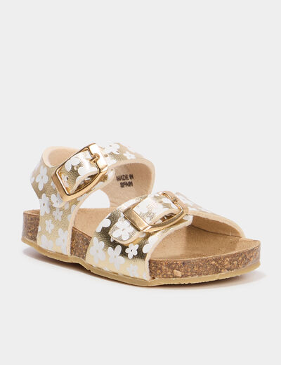 Sandales avec boucles jaune or bébé fille