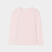 T-shirt coton manches longues &agrave; fronces rose clair fille