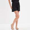 Short fluide taille élastiquée ceinturée noir femme