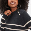 Pull manches longues avec boutons gris foncé femme