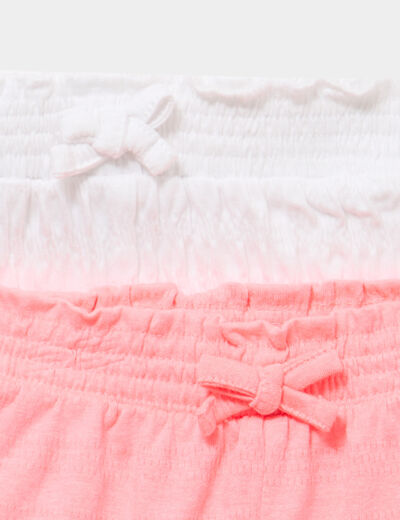 Lot 2 shorts tailles &eacute;lastiqu&eacute;es rose fluo b&eacute;b&eacute; fille