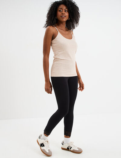 Legging 7/8ème avec dentelle noir femme