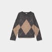 Pull col rond oversize en maille laine gris moyen femme