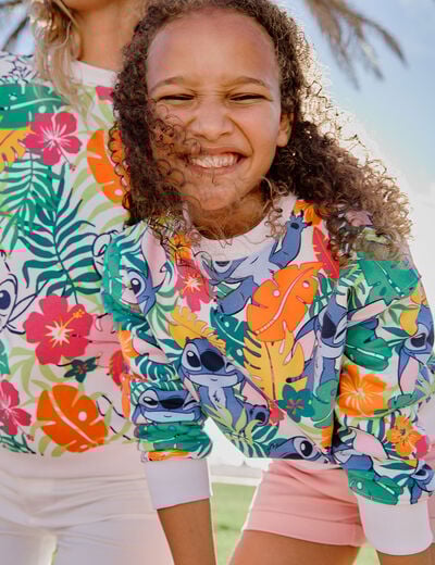 Sweat droit manches longues Stitch multicolore fille