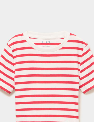 T-shirt marini&egrave;re manches courtes ecru fille