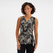 T-shirt sans manches col cache-coeur noir femme