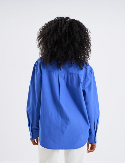 Chemise oversize popeline de coton bleu electrique femme