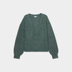 Gilet boutonn&eacute; col en V vert femme