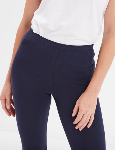 Legging long taille haute bleu marine femme