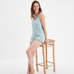 Bas de pyjama short détails dentelle vert femme